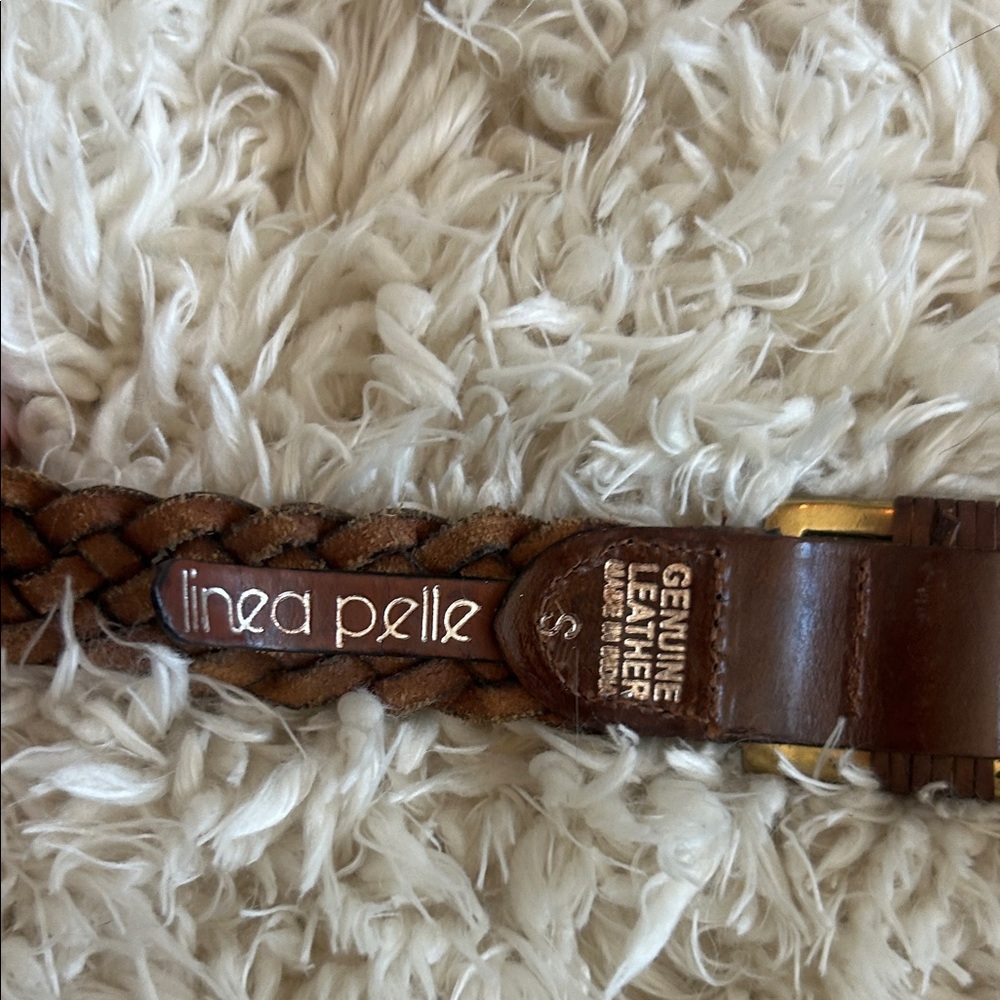 Linea leather Pelle Brown Braided Belt